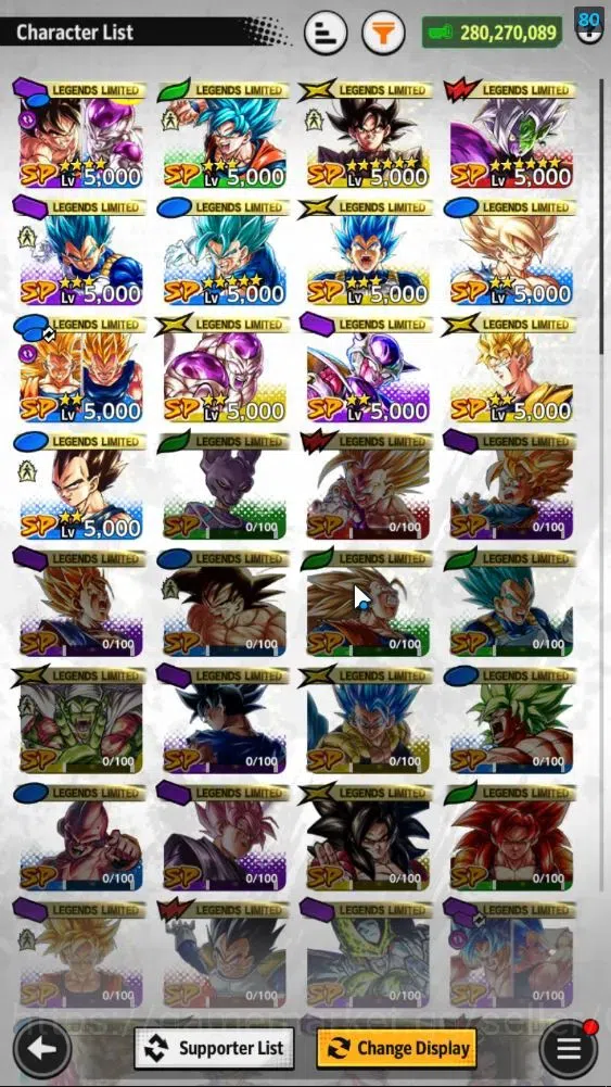 Dragon Ball Legends Accounts High-End 280M Total Power|LV 149|1LR+5UL+LL|SSRS(GokuBlack),SS(Goku 5
