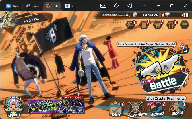 One Piece Bounty Rush Accounts GLOBAL| EX 1| PR 13|WI Trafalgar Law,FD Kuma&Bonne image 1