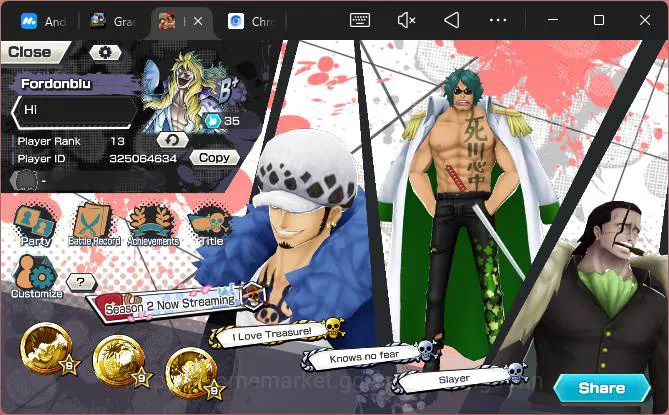 One Piece Bounty Rush Accounts GLOBAL| EX 1| PR 13|WI Trafalgar Law,FD Kuma&Bonne image 2