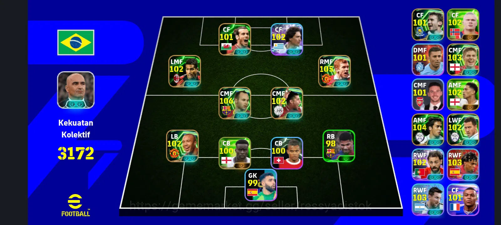 eFootball Accounts Legends & Iconic Players EFOOTBALL | PAUL SCHOLES, INIESTA, D NUNEZ, M SILVERTE, POWER 3172, CHEAPEST 1