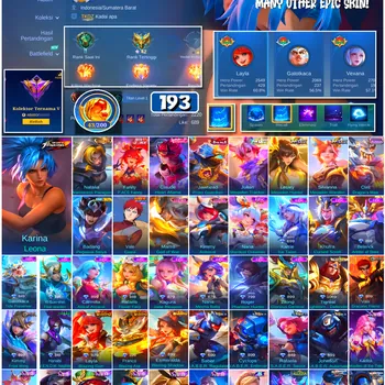 Mobile Legends: Bang Bang Accounts #4552 193 Skins | Karina Leona (KOF) | Badang Pegasus Seiya (SAINT SEIYA) | Vale Gaara
