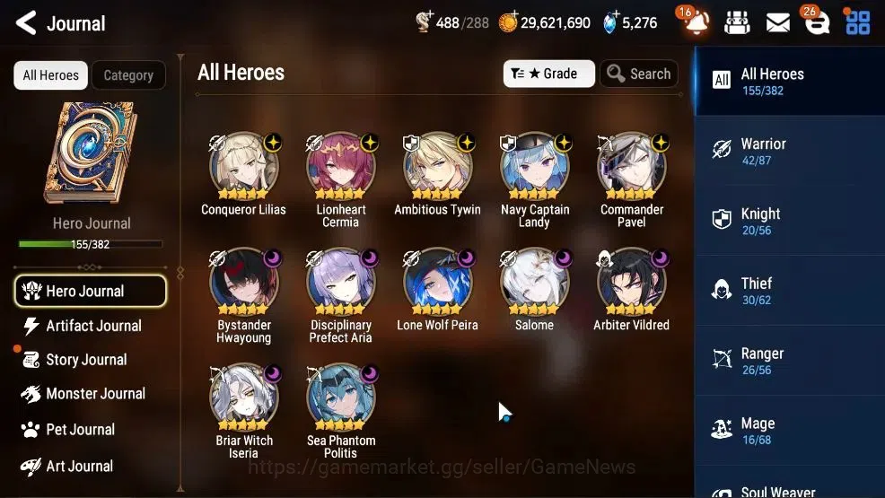 Epic Seven Accounts High-End GLOBAL UnVerif|New Era|12 ML(Salome,BW Iseria,Ab Vildred,Etc)+Aby Fumyr,Ivana|SPD 291 Rinak|5K 6