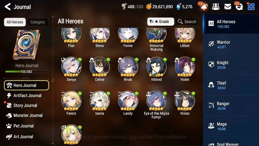 Epic Seven Accounts High-End GLOBAL UnVerif|New Era|12 ML(Salome,BW Iseria,Ab Vildred,Etc)+Aby Fumyr,Ivana|SPD 291 Rinak|5K 8