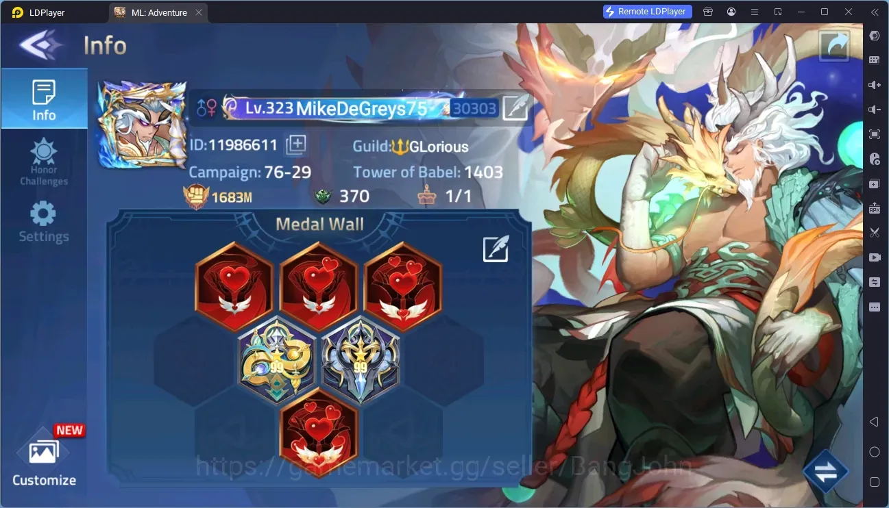 Mobile Legends: Adventure Accounts Global 303**|Lv.323|Camp 76-29|VIP 10|Power:1,6B|12 Nexus|63 Awakening|Hero 405|14 UR|6 1