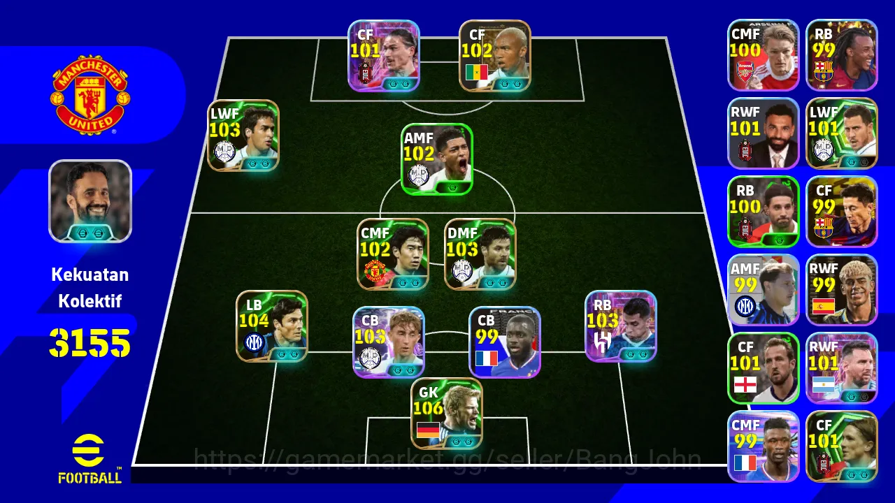 eFootball Accounts Others Power 3155 | jao cancelo showtime | dean huijsen showtime | shinji kagawa | zanetti | xabi alonso 2