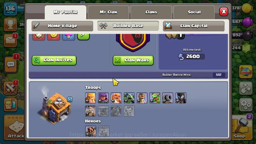 Clash of Clans Accounts TH 13 - BH 7|LV 136|TROPHY 3103|HH 7|BK 62,AQ 63,G image 4
