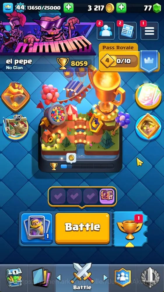 Clash Royale Midgame Lvl 44|Trophy 8059|Limited Skin|KTL 14|Card 118| 1 image 1