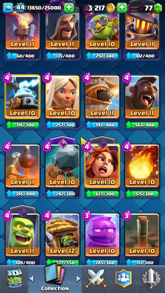 Clash Royale Accounts Midgame Lvl 44|Trophy 8059|Limited Skin|KTL 14|Card 118| 11 EVO, 5 Champ, 21 Legend, 33 Epic, 30 Rare 11