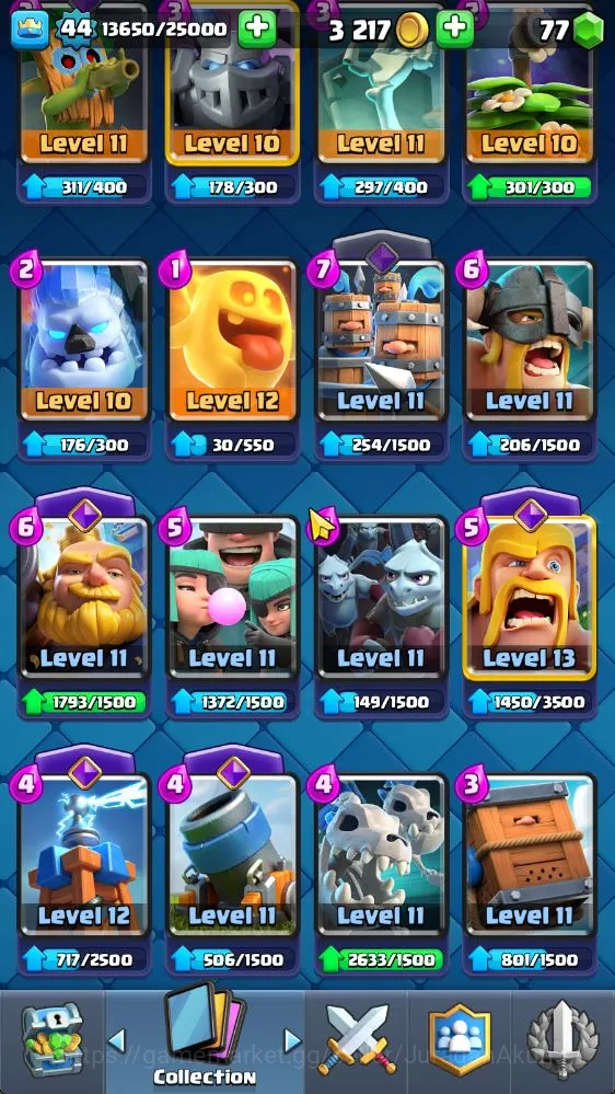 Clash Royale Accounts Midgame Lvl 44|Trophy 8059|Limited Skin|KTL 14|Card 118| 11 EVO, 5 Champ, 21 Legend, 33 Epic, 30 Rare 12