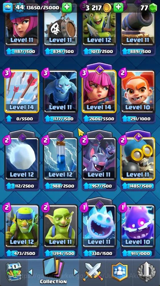 Clash Royale Accounts Midgame Lvl 44|Trophy 8059|Limited Skin|KTL 14|Card 118| 11 EVO, 5 Champ, 21 Legend, 33 Epic, 30 Rare 13