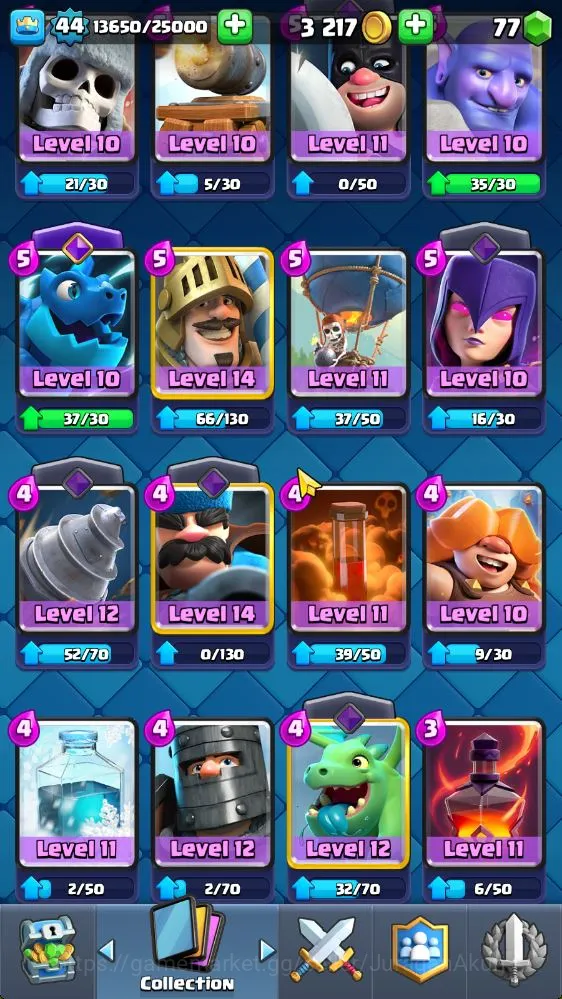 Clash Royale Accounts Midgame Lvl 44|Trophy 8059|Limited Skin|KTL 14|Card 118| 11 EVO, 5 Champ, 21 Legend, 33 Epic, 30 Rare 9