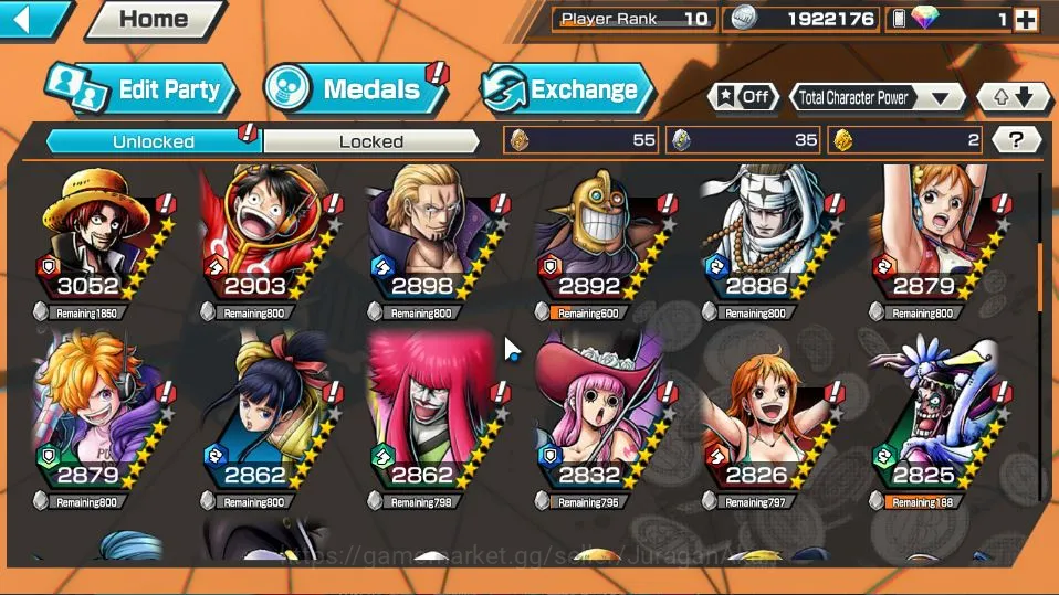 One Piece Bounty Rush Accounts Starter Global | 4 META EX | Yamato, Gol D Roger, Kozuki Oden, S-Snake | Rank 10 | Log Bandai 4