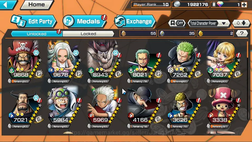 One Piece Bounty Rush Accounts Starter Global | 4 META EX | Yamato, Gol D Roger, Kozuki Oden, S-Snake | Rank 10 | Log Bandai 5