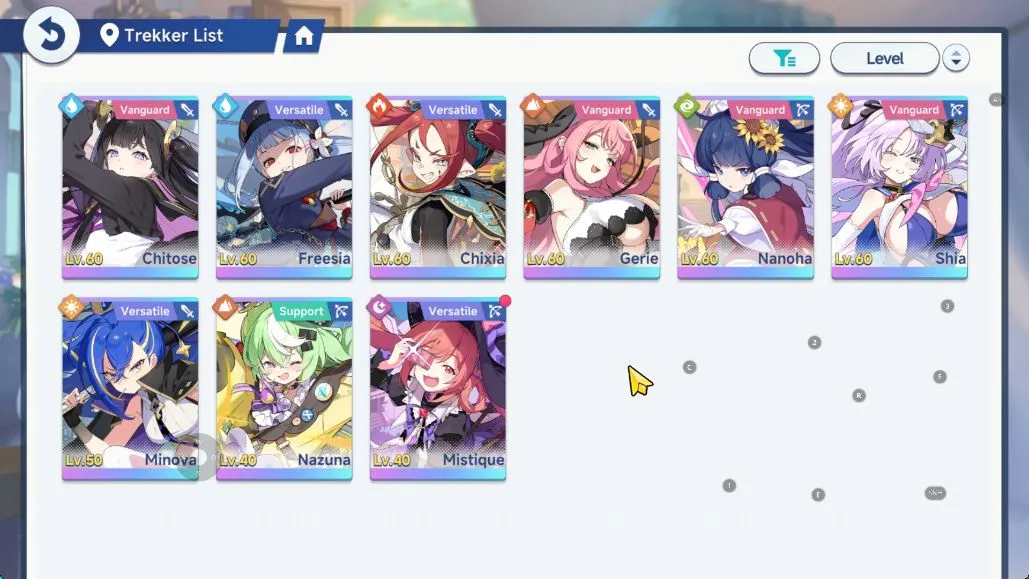 Stella Sora Accounts GLOBAL|Lv20|9 SSR(Freesia,Chixia T1,Nazuna T1,Mistique)+Sign[Gerie T1,Minova 4