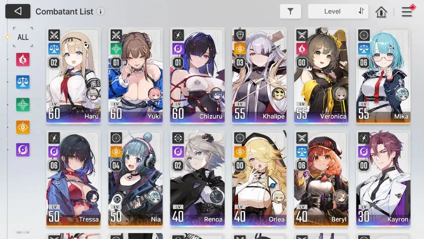 Chaos Zero Nightmare Accounts ASIA Lv51| 11 SSR (ChizuruM1+Sign,HaruM2,YukiM1,KhalipeM3,RenoaM2,etc) | 11 SR+22 SR Partner 5