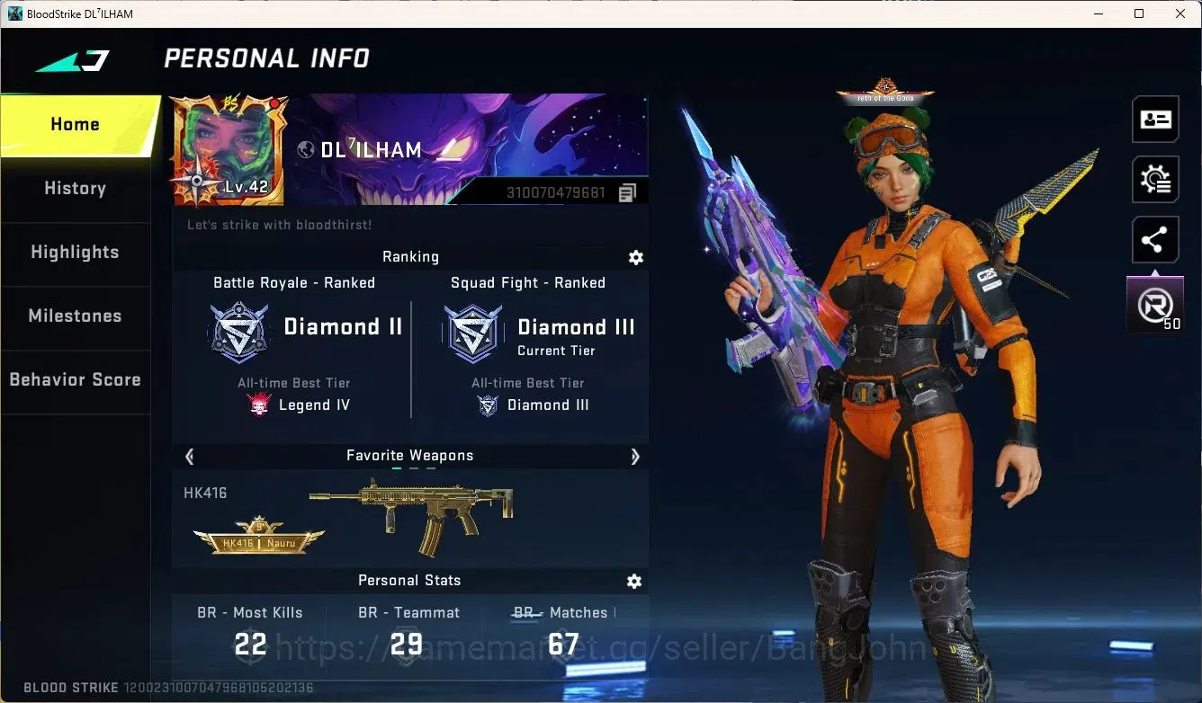 Blood Strike Accounts ASIA | 1 ETERNAL: Desert Eagle | 2 7DS | 2 ULTRA G image 1