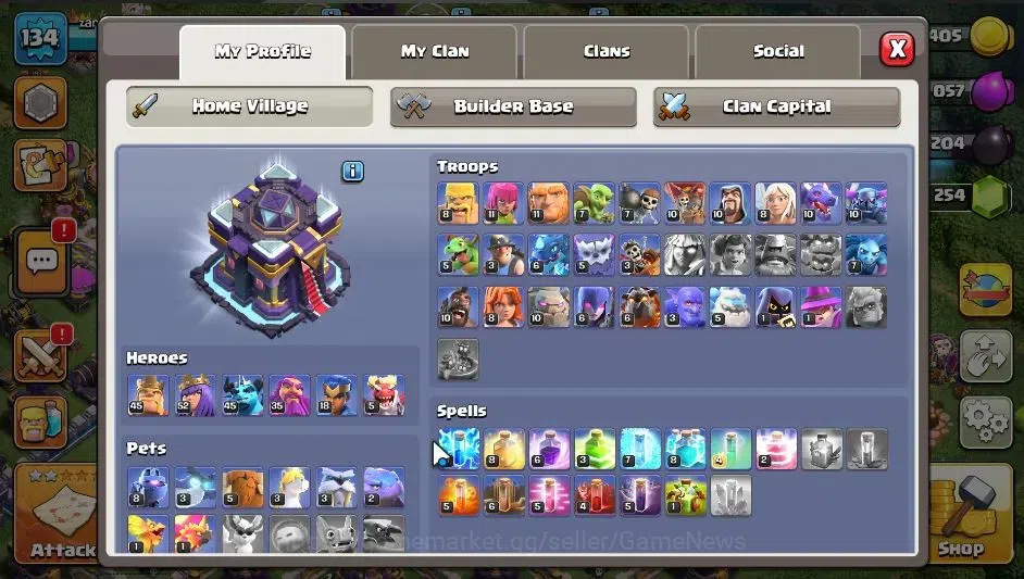 Clash of Clans Accounts LV 134|TH 15-BH 9|HH 9|BK 45,AQ 52,GW 35,MP 45,RC  image 3
