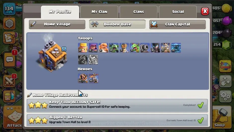 Clash of Clans Accounts LV 134|TH 15-BH 9|HH 9|BK 45,AQ 52,GW 35,MP 45,RC  image 6
