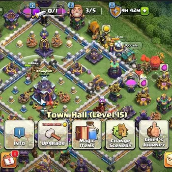 Clash of Clans High-End LV 134|TH 15-BH 9|HH 9|BK 45,AQ 52,GW 35,MP 45,RC  image 1