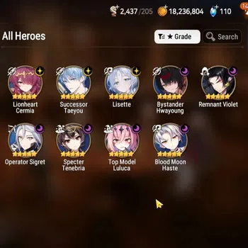 Epic Seven Accounts High-End GLOBAL UnVerif|9 ML(Lisete,BysHwayung,SC Taeyu,etc)+Aubade,Aram,Ivana,TA Coli,Etc|Abys F 54|2K