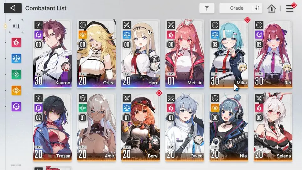 Chaos Zero Nightmare Accounts GLOBAL Lv22| 4SSR(Kayron,Orlea,Haru,Meilin)+9SR(MikaM3,Selena,Lucas,TressaM2,etc)+7SR 4