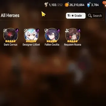 Epic Seven Accounts Limited Hero GLOBAL UnVerif|NewEra| 4 ML(Dark Corvus,R Roana,D Lilibet,F Cecilia)+Estelle,TA Coli,A