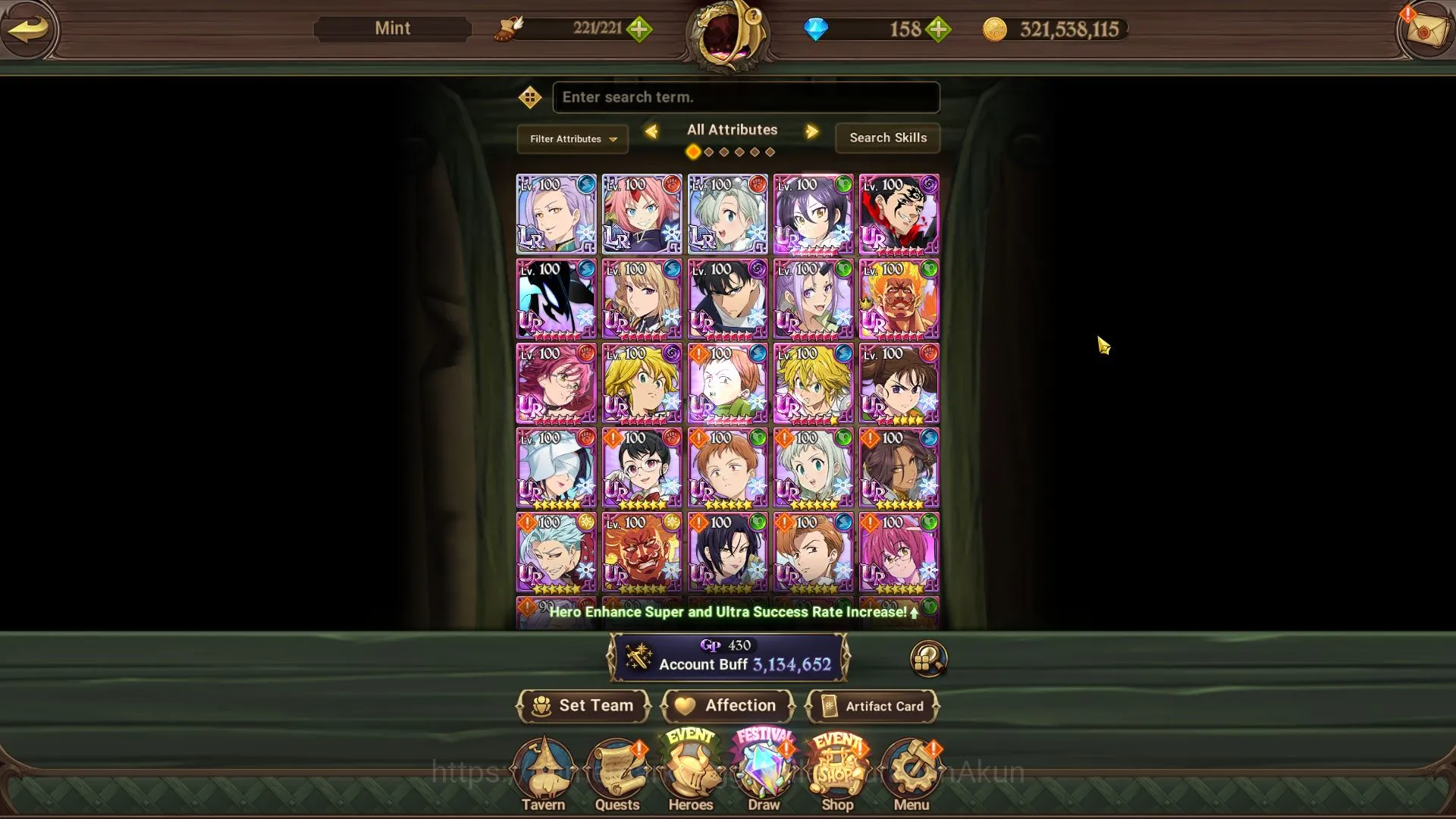 The Seven Deadly Sins: Grand Cross Accounts Midgame Asia|3,1M CC|3LR + 6UR + Full Collab 2