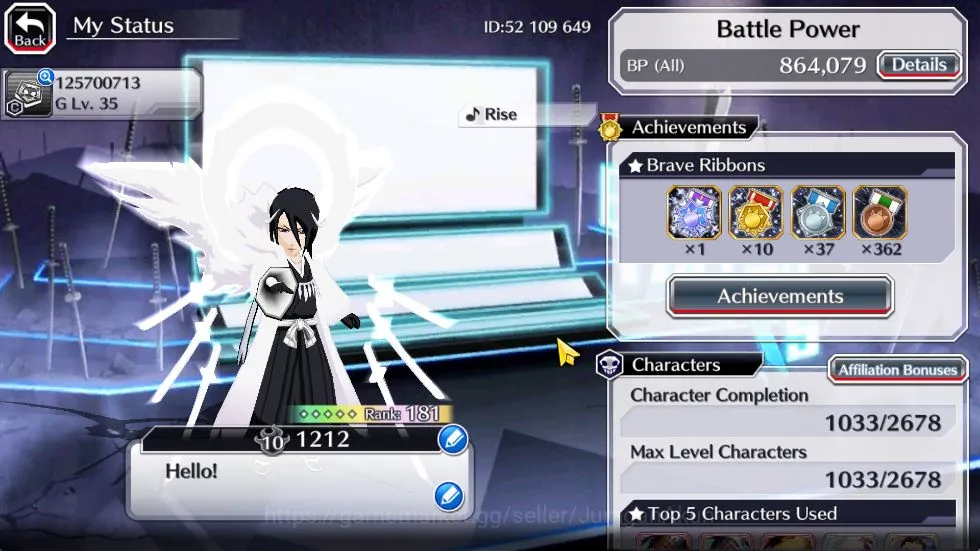 Bleach: Brave Souls Accounts Mid-Tier GBL|51K Orbs+Senkaimon Quest|Rukia 10th 4