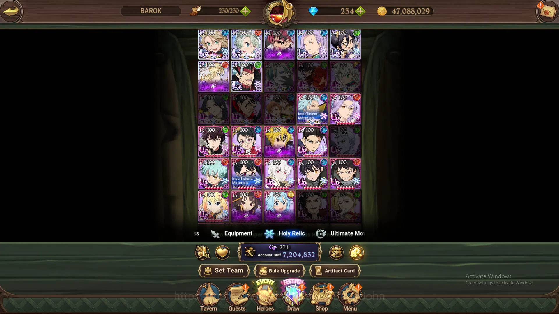 The Seven Deadly Sins: Grand Cross Accounts Others ASIA|LS135-DM234|7LR CUsack5/6,Merlin5/6,Brunhild4/6|Full 18