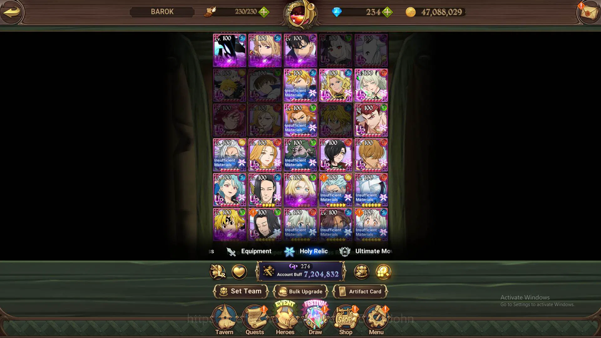 The Seven Deadly Sins: Grand Cross Accounts Others ASIA|LS135-DM234|7LR CUsack5/6,Merlin5/6,Brunhild4/6|Full 19