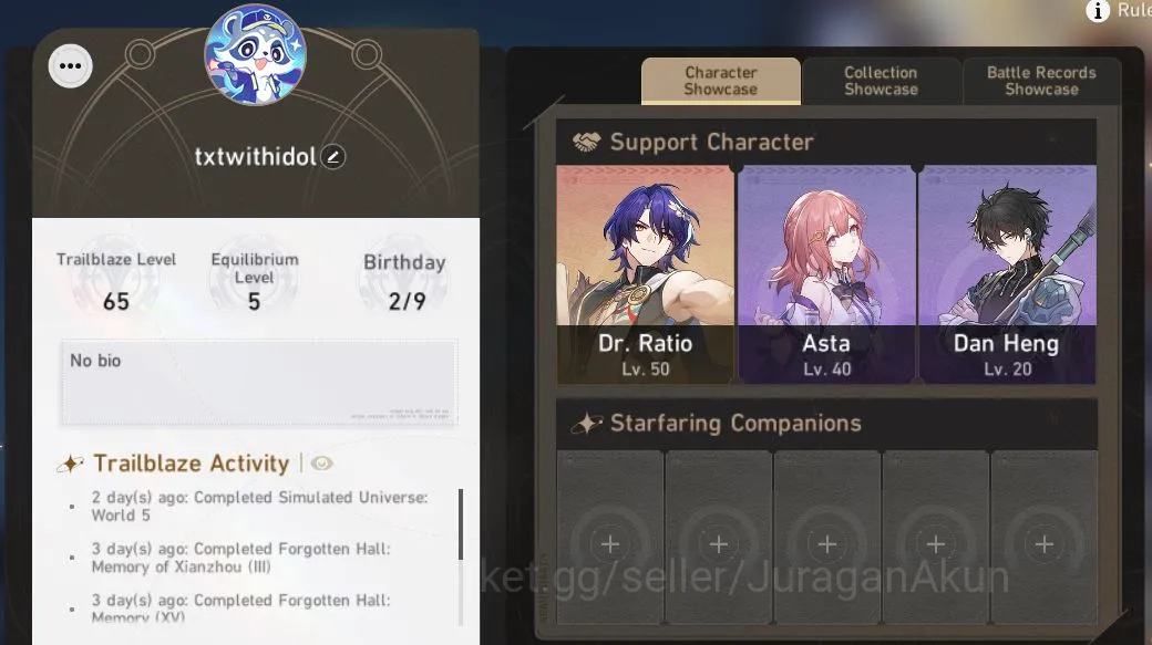 Honkai Star Rail Mid Game ASIA|TL65|6 Limited [Fugue+Sign,The Herta,Anaxa,Ce image 1