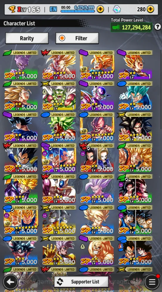 Dragon Ball Legends Accounts Mid-Tier 127M Total Power|LV 165|6 UL+ 33 LL| Beast Gohan, SS4 Vegeta, SS Goku, Cell, Shenron 3