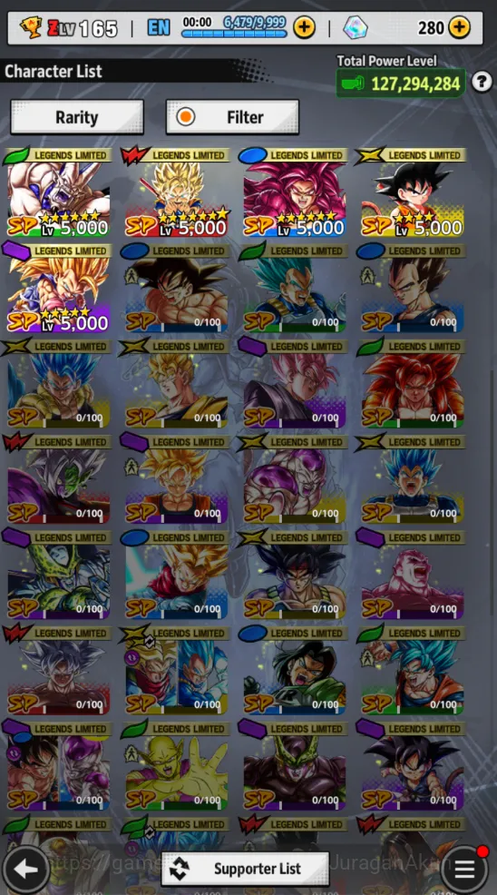 Dragon Ball Legends Accounts Mid-Tier 127M Total Power|LV 165|6 UL+ 33 LL| Beast Gohan, SS4 Vegeta, SS Goku, Cell, Shenron 4