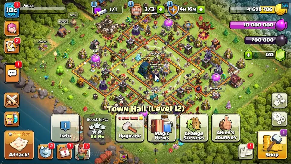 Clash of Clans Mid-Tier TH 12 - BH 7|Limited Skin|LV 102|HH 5|BK 39,AQ 44, image 1
