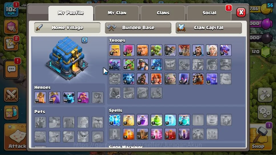 Clash of Clans Accounts Mid-Tier TH 12 - BH 7|Limited Skin|LV 102|HH 5|BK 39,AQ 44,GW 10,MP 24,RC 0|CN ON|Protect OFF|TAKE 4