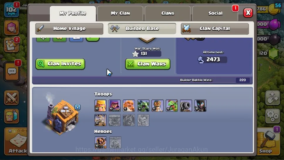 Clash of Clans Accounts Mid-Tier TH 12 - BH 7|Limited Skin|LV 102|HH 5|BK 39,AQ 44,GW 10,MP 24,RC 0|CN ON|Protect OFF|TAKE 5