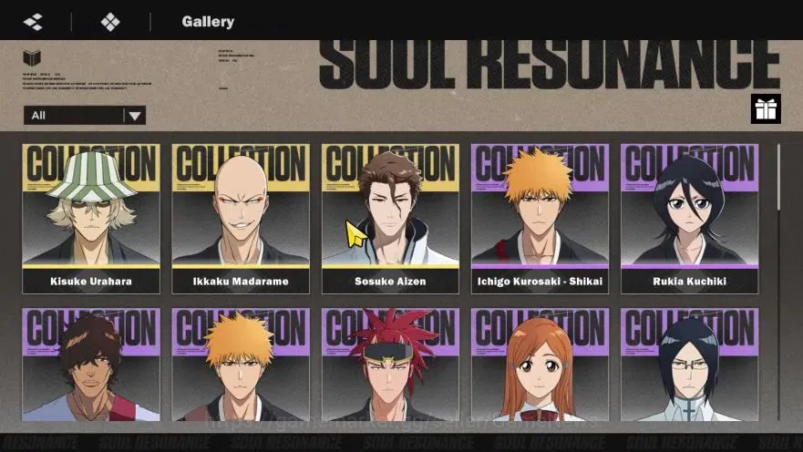 BLEACH: Soul Resonance Accounts NUVERSE SEA|Lv 57|3 SSR|3 Signature|(Sosuke Aizen B4, Kisuke Urahara B2+Sign A3, Madarame 1