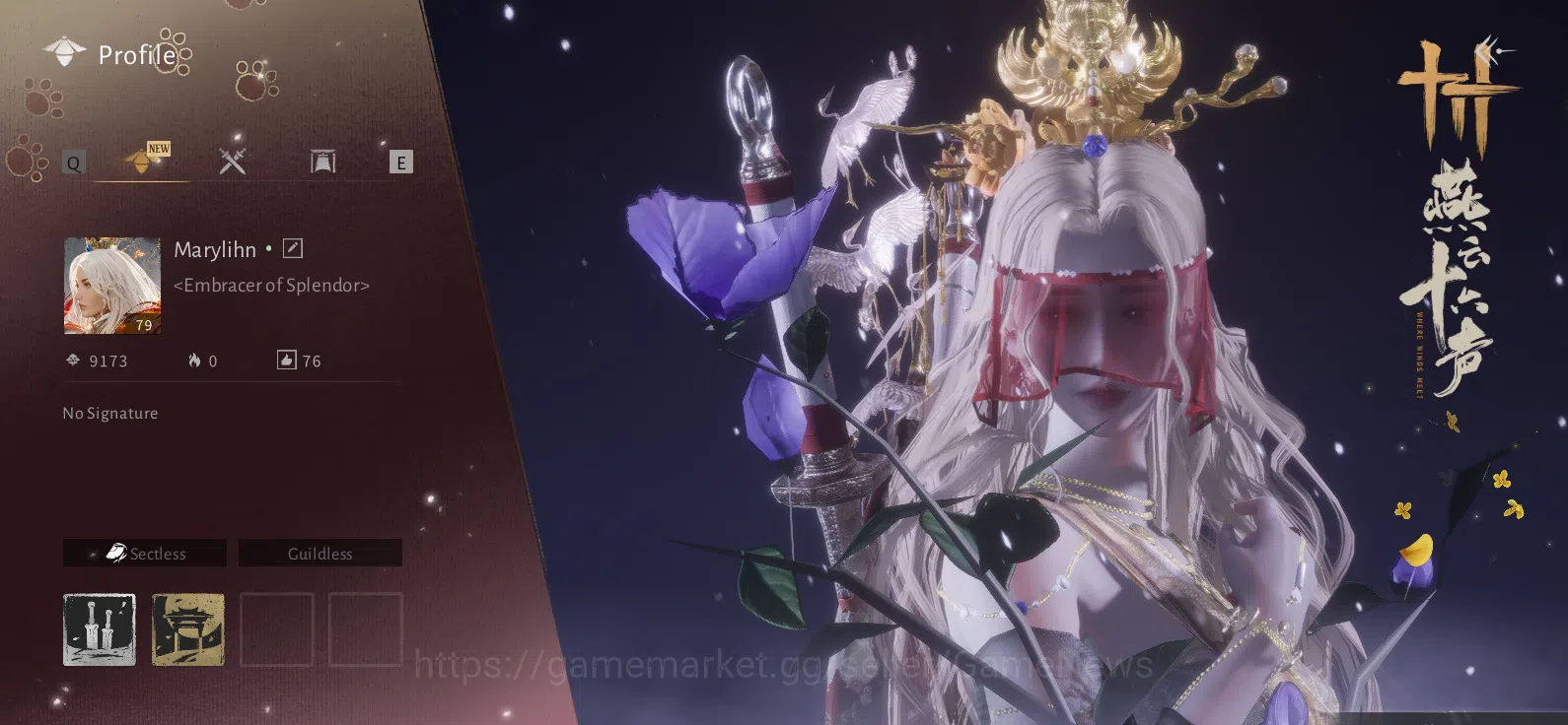 Where Winds Meet Accounts GLOBAL|Lv 79|GS 20k|Muscial Grace Sets+Magpie Farewell,etc|Maple Sorrow|Fleethoof Mouth|Oddity 2