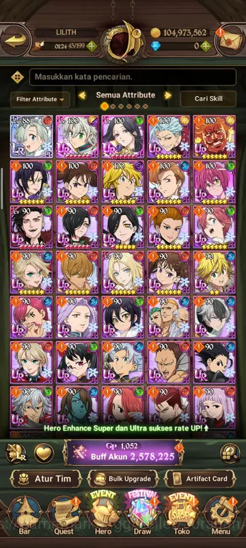 Asia |2,5M CC| 1LR + 5UR + Collab Konosuba (Elizabeth, Tristan, FateSkuld, Mael, Thor2/6, Arthur) |Code Only| (SDS2641) The Seven Deadly Sins: Grand Cross Midgame Asia |2,5M CC| 1LR + 5UR + Collab Konosuba (Elizab image 1