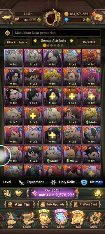 The Seven Deadly Sins: Grand Cross Accounts Midgame Asia |2,5M CC| 1LR + 5UR + Collab Konosuba (Elizabeth, Tristan 2