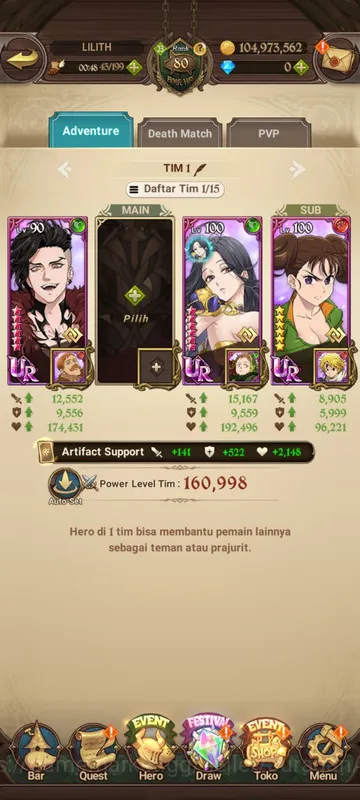 The Seven Deadly Sins: Grand Cross Accounts Midgame Asia |2,5M CC| 1LR + 5UR + Collab Konosuba (Elizabeth, Tristan 4