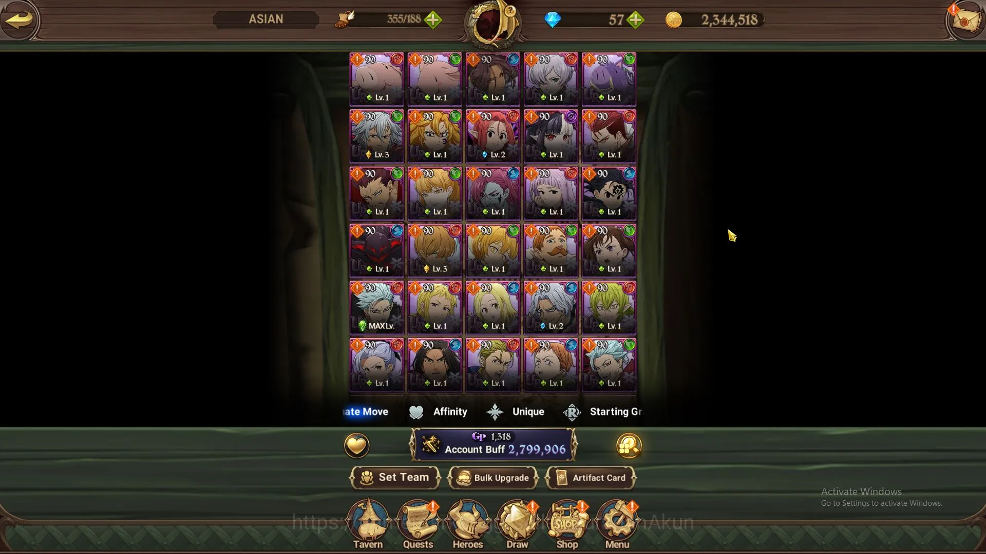 The Seven Deadly Sins: Grand Cross Accounts Midgame ASIA|2,7M CC|1 LR + 5 UR + Collab 3