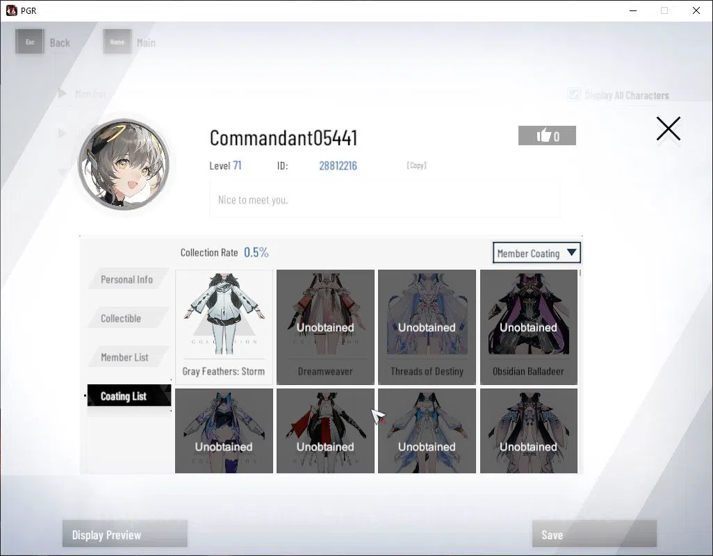 Punishing: Gray Raven Accounts Starter ASIA|Starter 10.5k BC+3.7k GC+8.7k Bluecards, Camu Crocotta S, Feral S, Lucia CW S 12