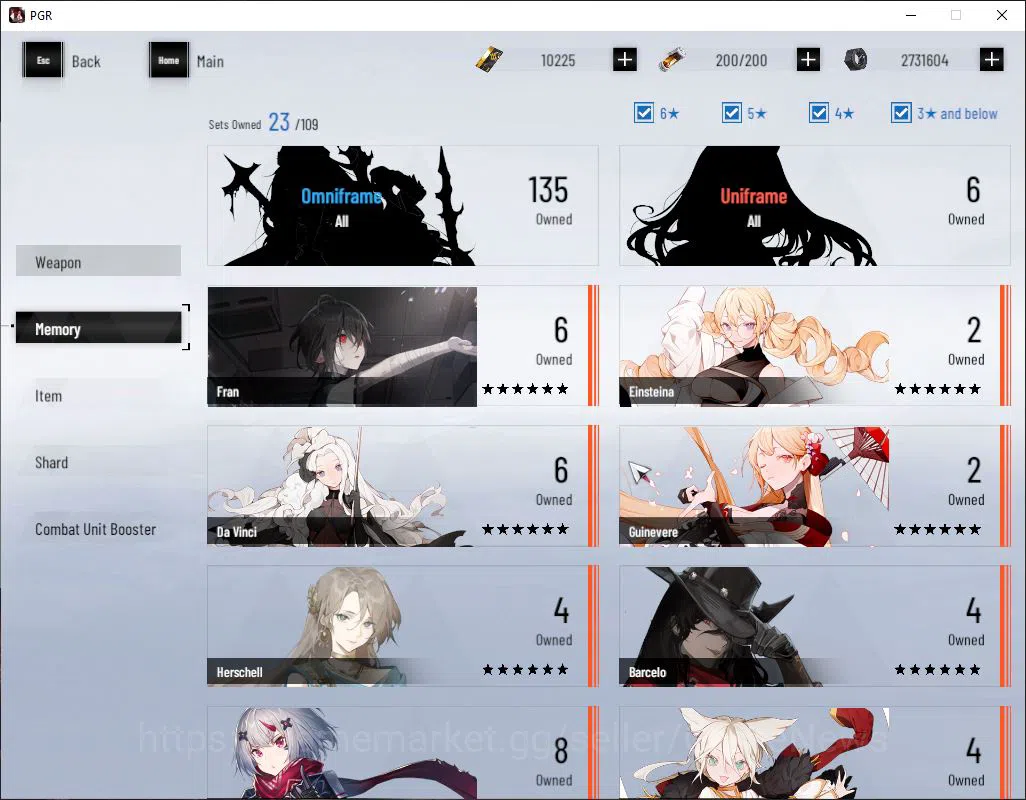 Punishing: Gray Raven Accounts Starter ASIA|Starter 10.5k BC+3.7k GC+8.7k Bluecards, Camu Crocotta S, Feral S, Lucia CW S 8