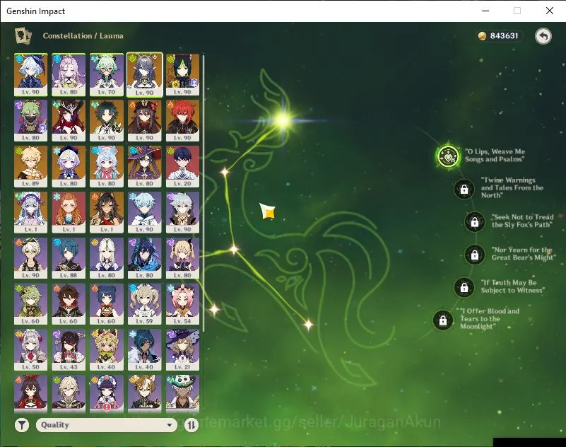 Genshin Impact Accounts Mid Game ASIA|AR 57|6 Limited+4 [5 Star Weapon]|(Chasca,Xiao)+Sign [Lauma C1,Furina,Hu 3