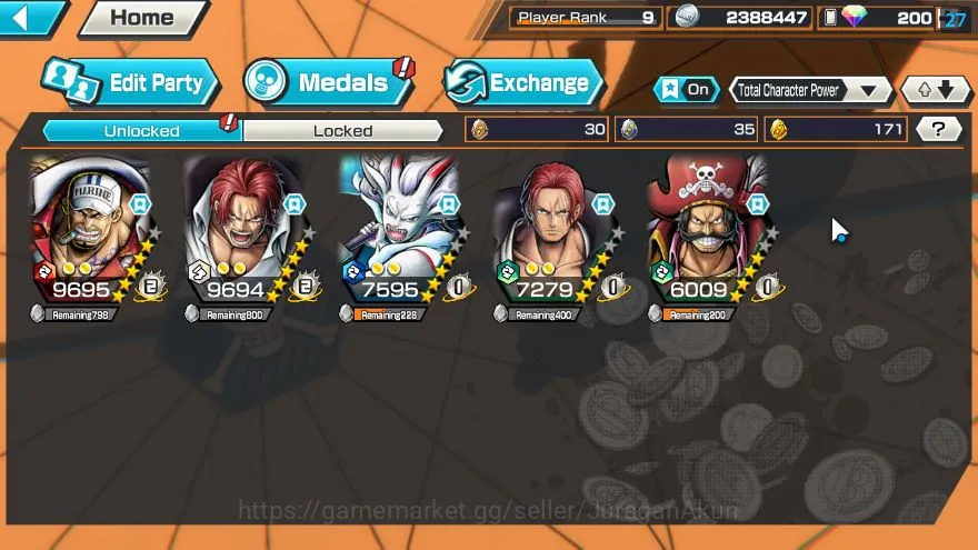 One Piece Bounty Rush Accounts Global| 5 META EX|Fleet Admiral Akainu,Departure S image 3