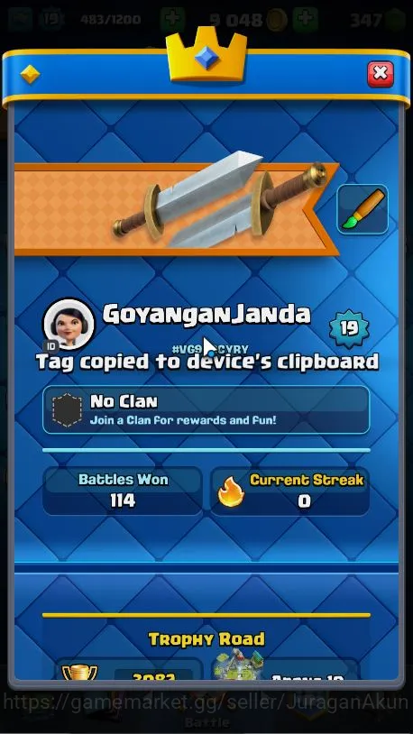 Clash Royale Accounts Midgame Lvl 19|Trophy 3082|KTL 8|Limited Skin |Card 52|1 EVO,10 Epic,19 Rare,23 3