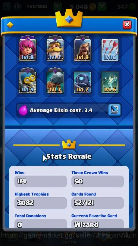 Clash Royale Accounts Midgame Lvl 19|Trophy 3082|KTL 8|Limited Skin |Card 52|1 EVO,10 Epic,19 Rare,23 4