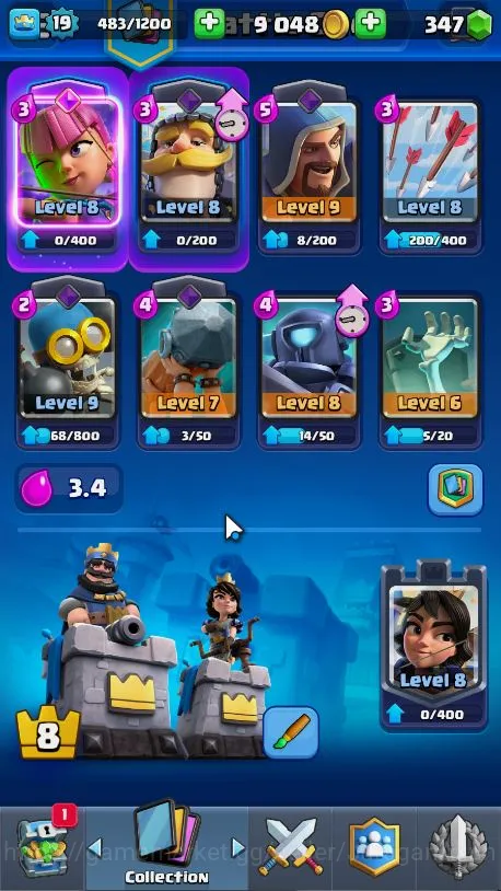 Clash Royale Accounts Midgame Lvl 19|Trophy 3082|KTL 8|Limited Skin |Card 52|1 EVO,10 Epic,19 Rare,23 5