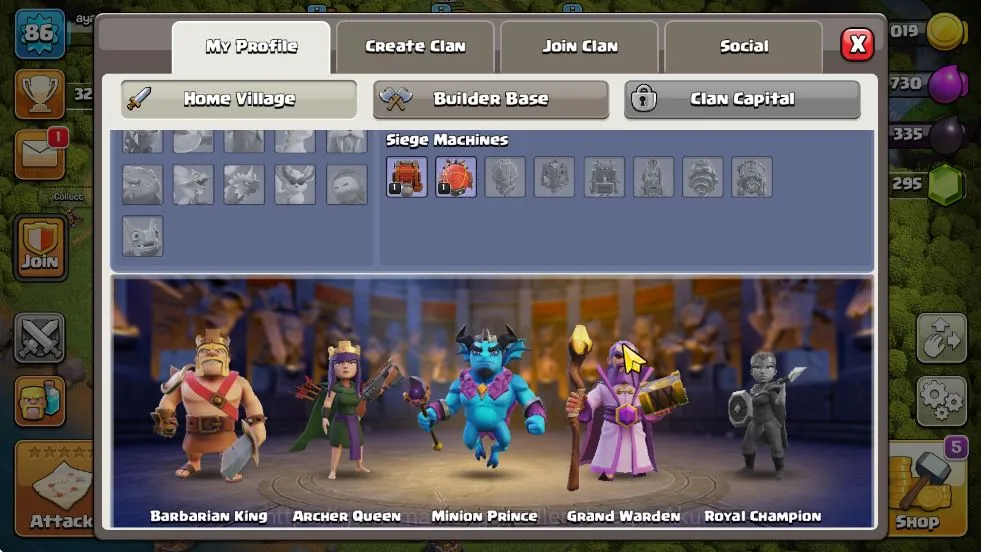 Clash of Clans Accounts Mid-Tier TH 12 - BH 5 Lvl 86 |Thropy 3295| HH 6 |BK 36-AQ 45-MP 22-GW 14-RC 0|Free CN OFF|Protect 5